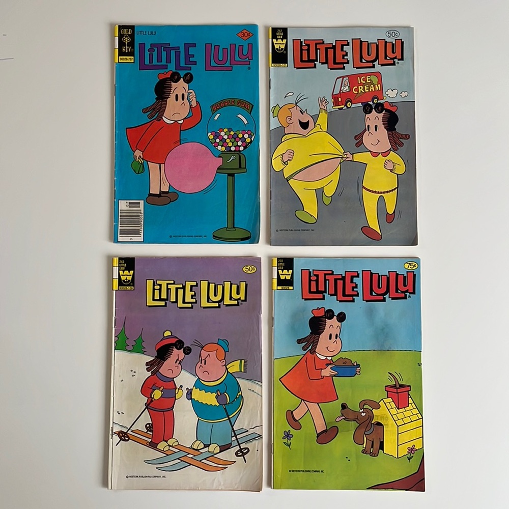 4 Comic Lot - Little Lulu #239 262 263 268 Gold Key Whitman Vintage 1970s 1980s